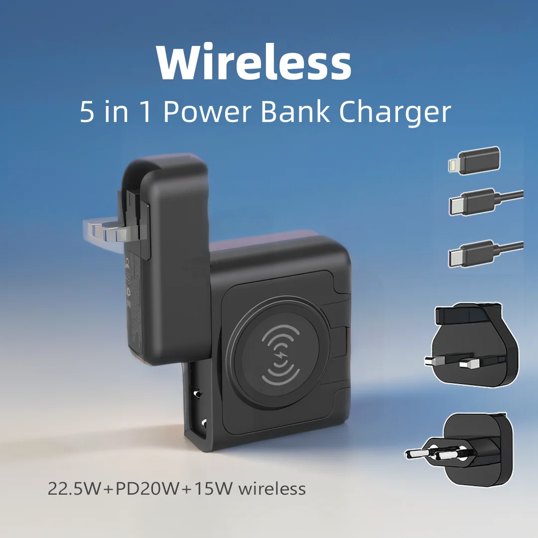Caricabatterie Portatile Wireless Power Bank 10000Mah Caricabatterie Esterno Per Iphone 15 Xiaomi Travel Pro 5 In 1 Powerbank
