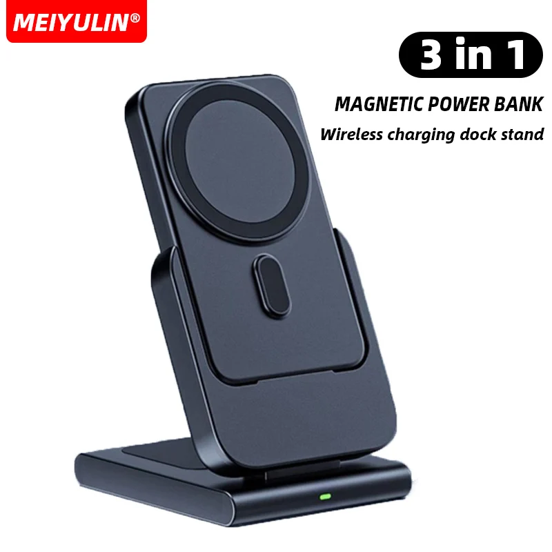 10000Mah Portable Magnetic Power Bank 15W Wireless Fast Charge Stand 5000Mah Batteria Esterna Per Iphone 15 Samsung Apple Iwatch