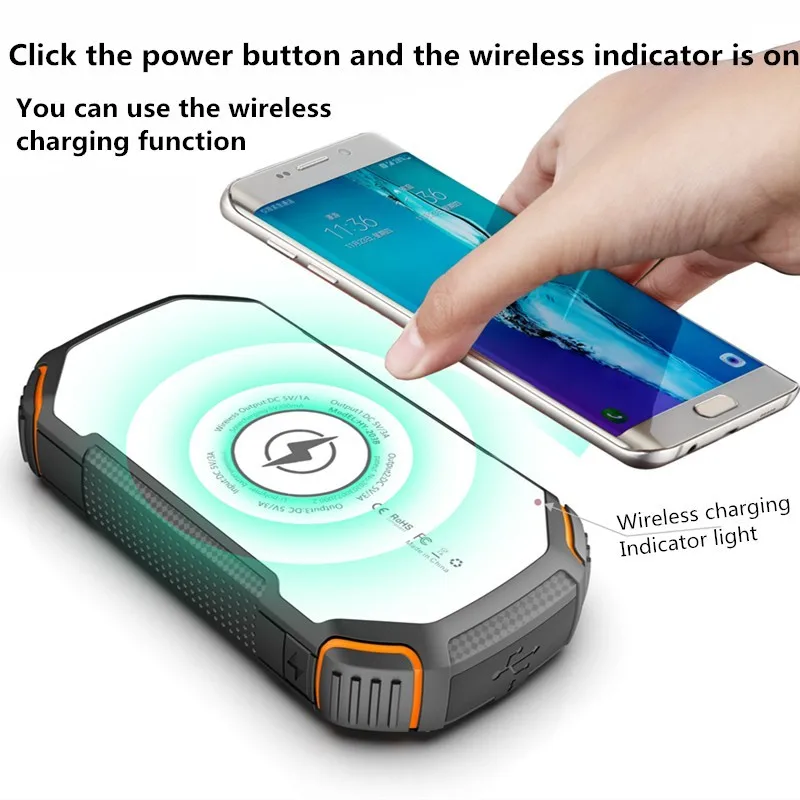 Power Bank Solar 10000Mah Ricarica Wireless Pd22.5W Power Bank Batteria Esterna Portatile Batteria Esterna Impermeabile Esterna