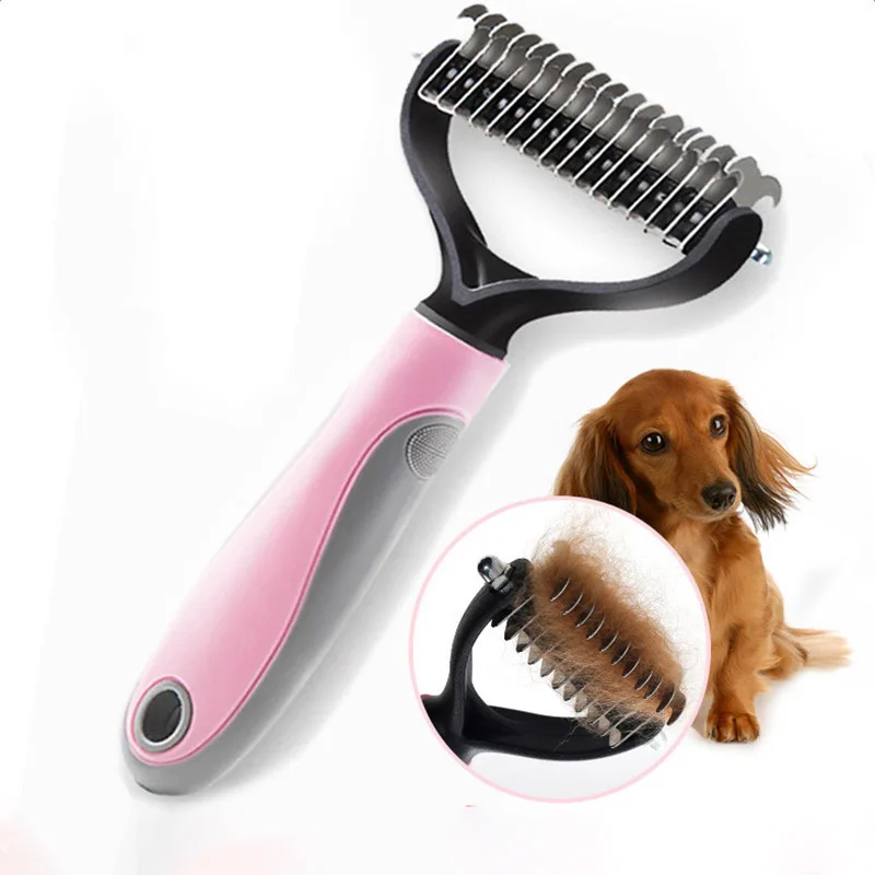 Pet Fur Knot Cutter Brush Pettine A 2 Lati Dog Cat Grooming Hair Remove Tools Puppy Hair Spargimento Trimmer Clean Deshedding Brushes