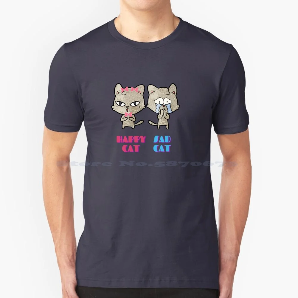 Happy Cat Sad Cat Friends T Shirt 100% Cotton Tee Cat Lovers Cat Friends Randomlymee Kat Friends Kit Happy Cat Sad Cat For