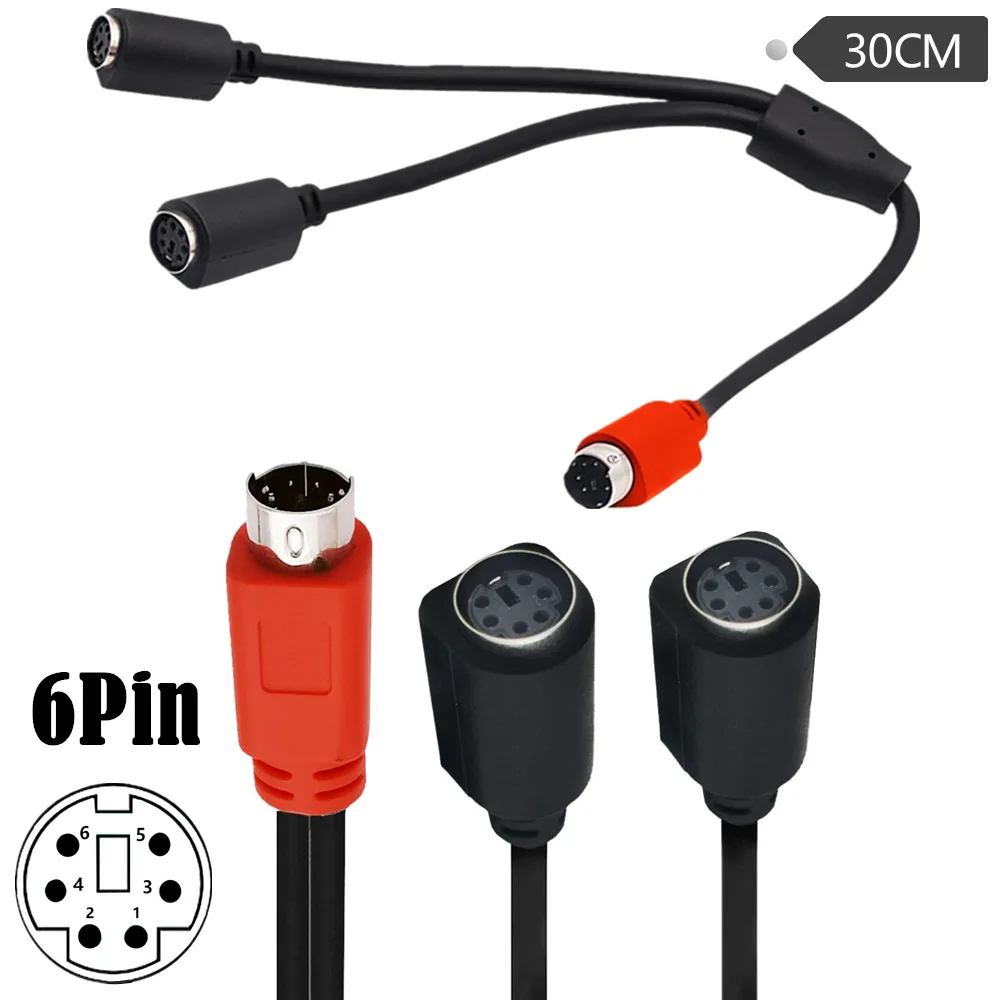 Mini Din6 Mdin6 1 Maschio A 2 Femmina Y-Line Ps/2 Cavo Tastiera E Mouse 6 Pin