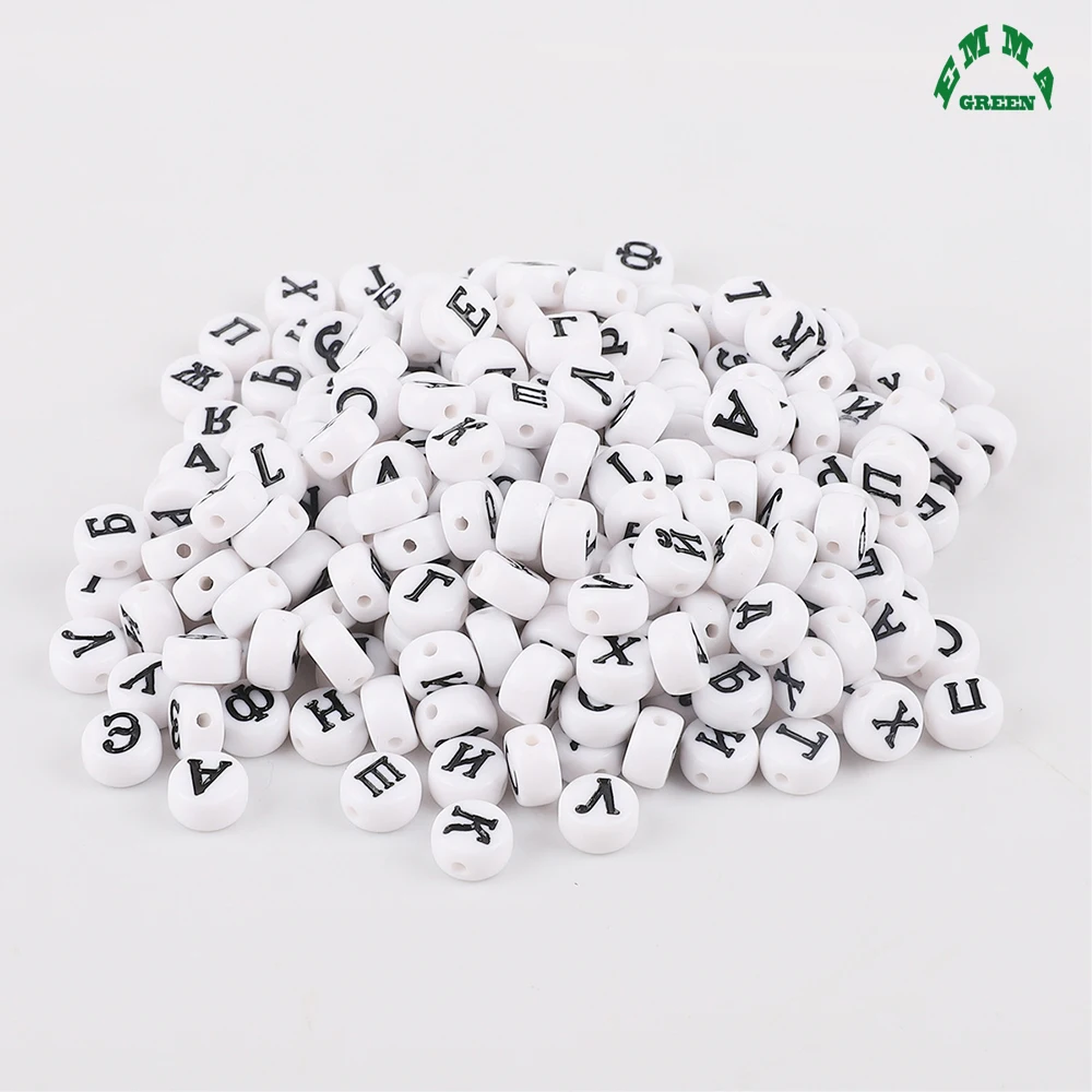 Russia Beads For Kids Russian Letter Beads Round Beads 4*7Mm 3600Pcs White Acrilico Spacer Beads Per Gioielli Che Fanno Alfabeto Bead