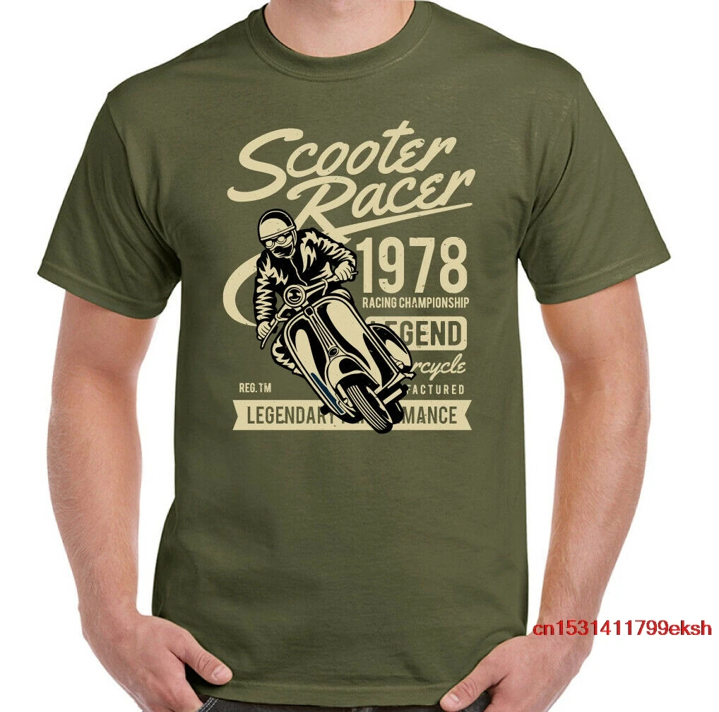 Scooter T-Shirt Racer Mens Divertente Mod Vespa Bike Logo Top