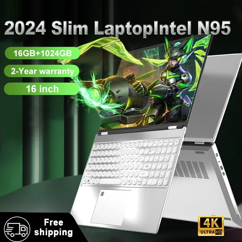 2024 Computer Portatile Da Gioco Windows 11 Intel Celeron N95 16 Pollici 16Gb 1Tb Ssd Computer Da Ufficio Pc Notebook Con Sblocco Delle Impronte Digit