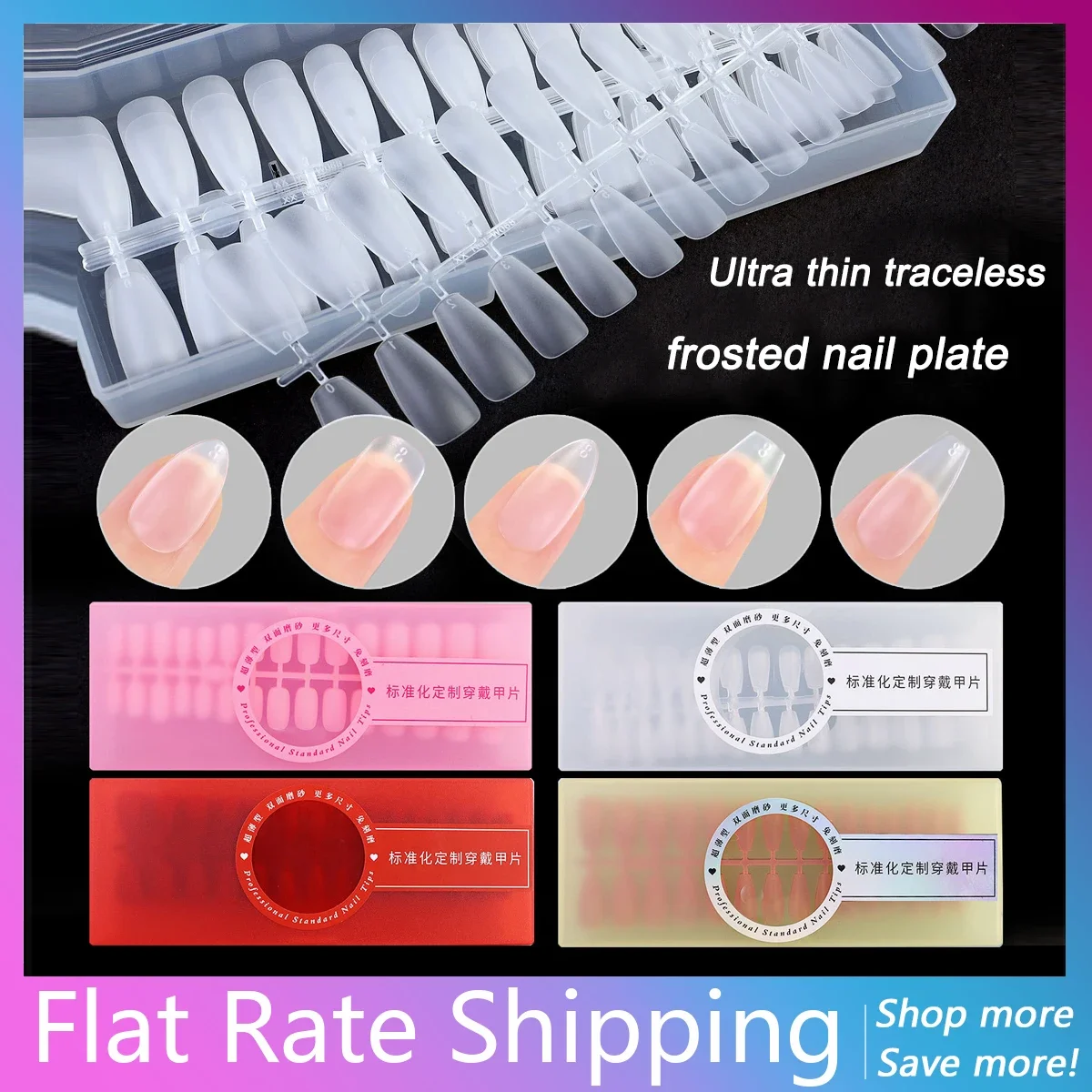 Punte Per Unghie Finte Senza Tracce Forate Da 300 Pezzi Punte Per Unghie Finte Opache Ultrasottili Per Kit Di Manicure Per L'Estensione Delle Unghie