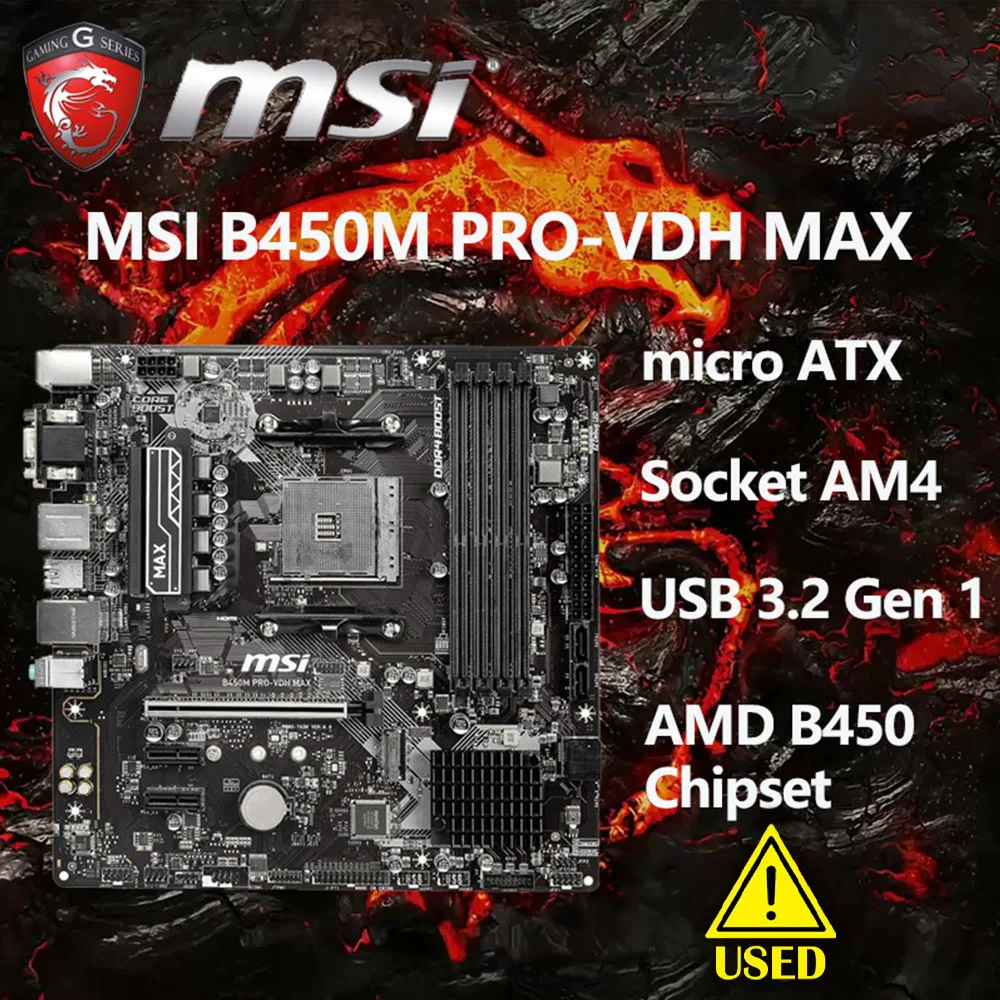 Msi Pro B450M Pro-Vdh Max Am4 Amd B450 Sata 6 Gb/S Scheda Madre Micro Atx Amd