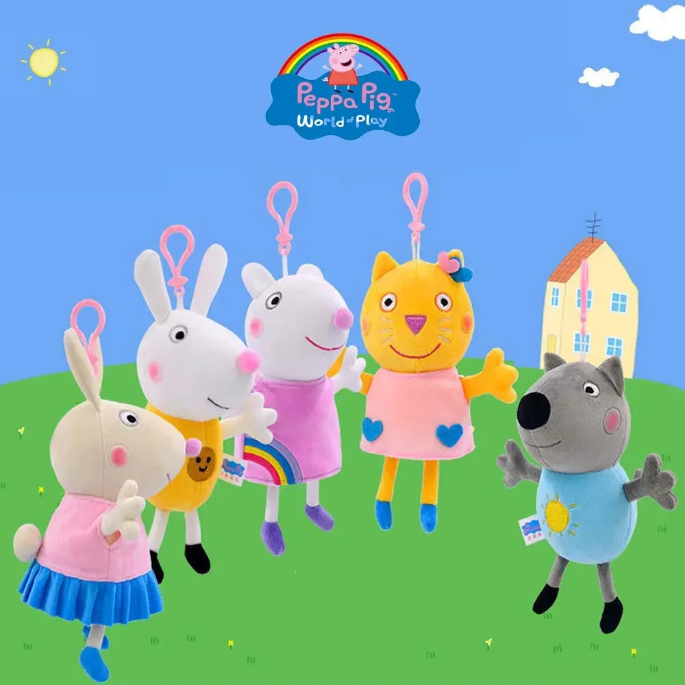 Peppa Pig Peluche Bambola Portachiavi Emily Elephant Candy Cat Rebecca Rabbit Johnny Dog Susi Sheep Soft Anime Character Filler Pendant