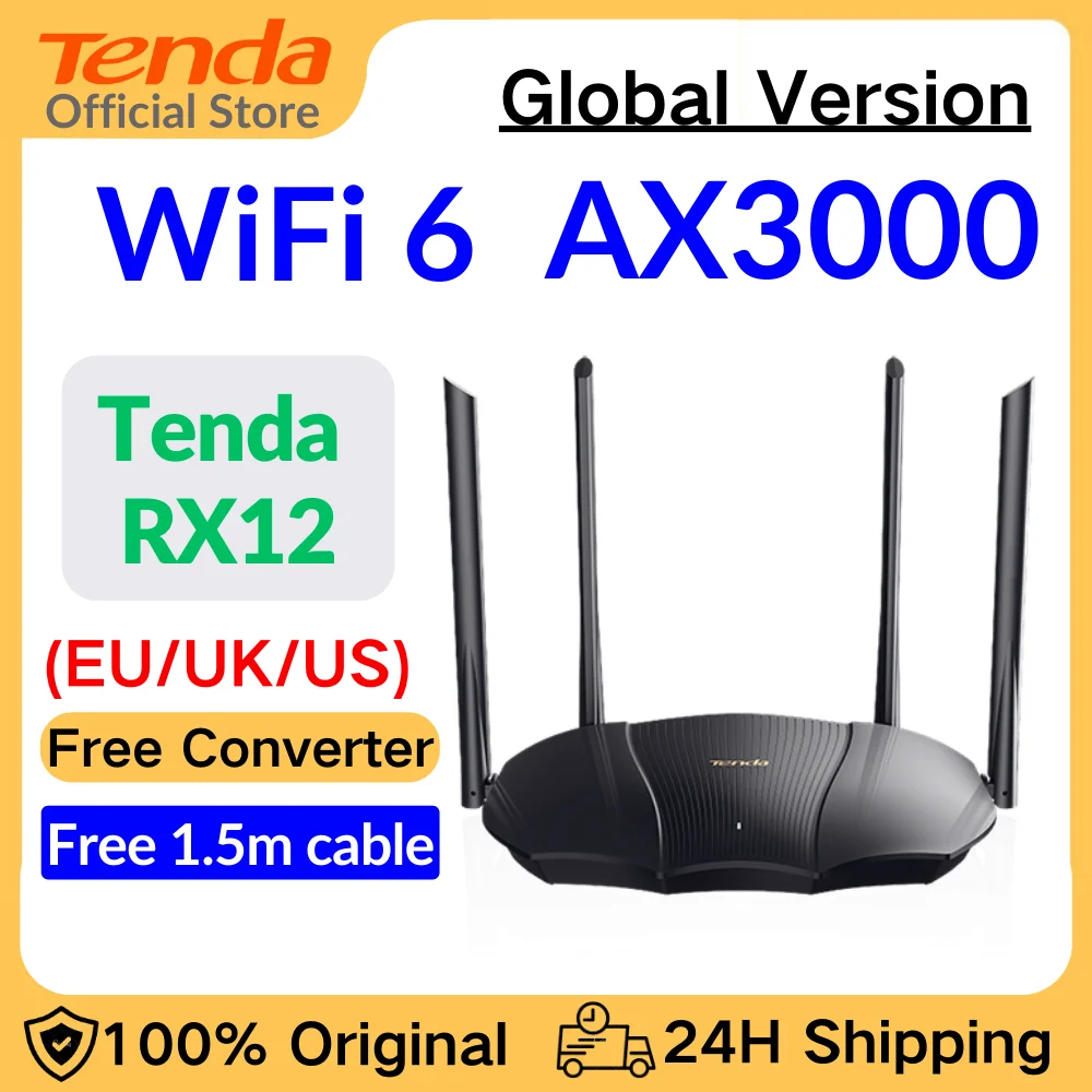 Tenda Router Rx12 Ax3000 Dual Band Gigabit Wi-Fi 6 Router Router Wireless Iptv Wpa3 Ipv6 Guest Network Controllo Genitori