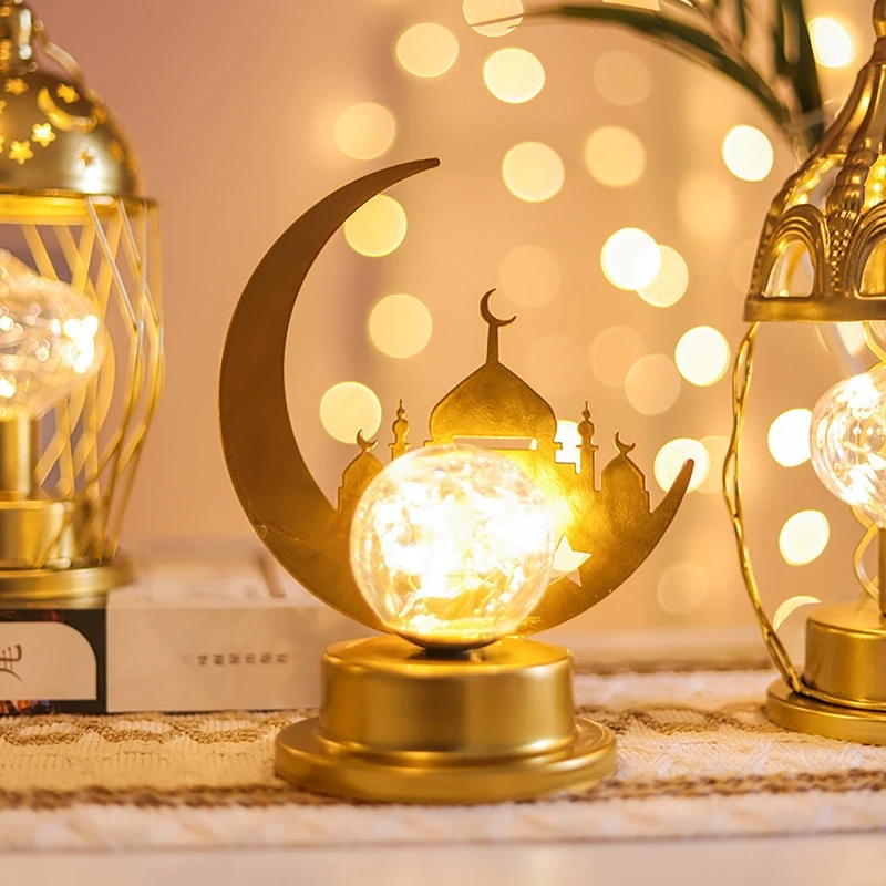 Moon Castle Ball Led Lights Eid Mubarak Ornaments Ramadan Kareem Decorazioni Per La Casa 2023 Gurbang Muslim Islamic Eid Al Adha Decor