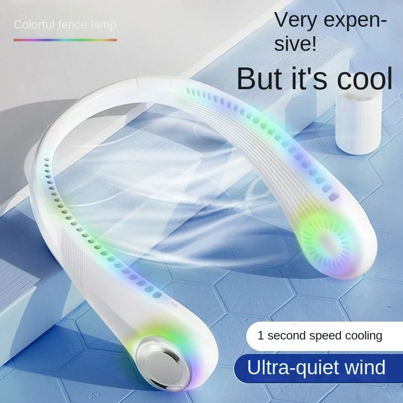 New Lazy Man Hanging Neck Small Fan Raffreddamento Silenzioso Sport All'Aria Aperta Usb Piccolo Ventilatore Pieghevole Senza Lama Appeso Al Collo Turb