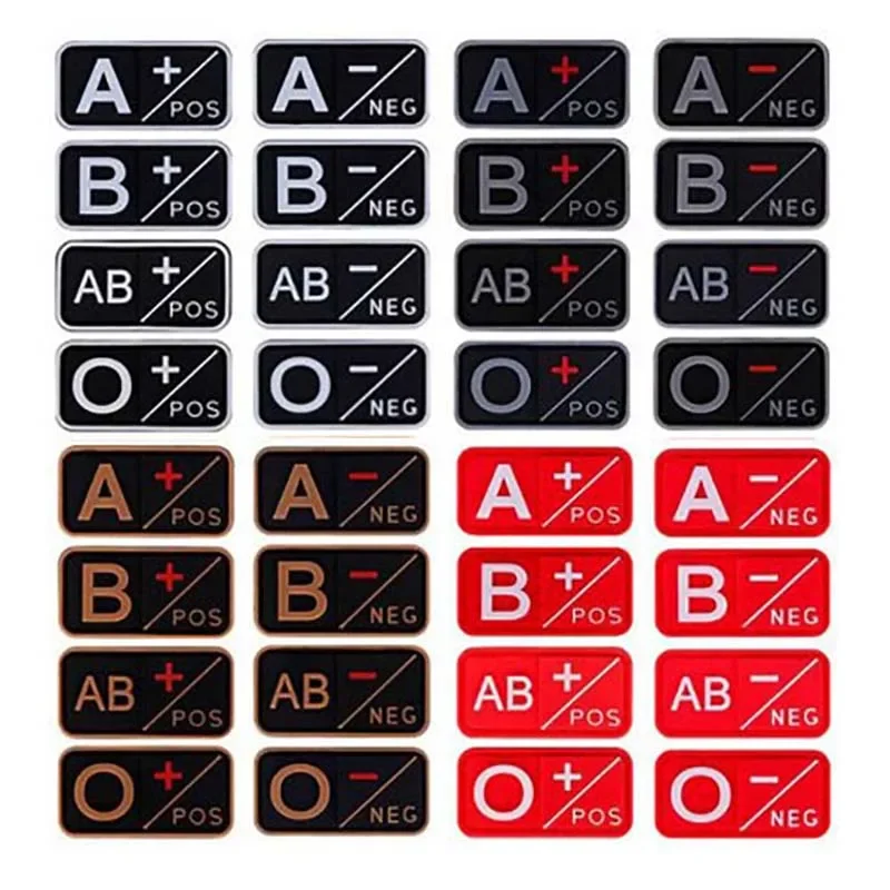 5*2.5Cm 3D Blood Group Badge Patch A + B + Ab + O + A- B- Ab- O- Pvc Emblemi In Gomma, Toppe Tattiche Militari Hook And Loop