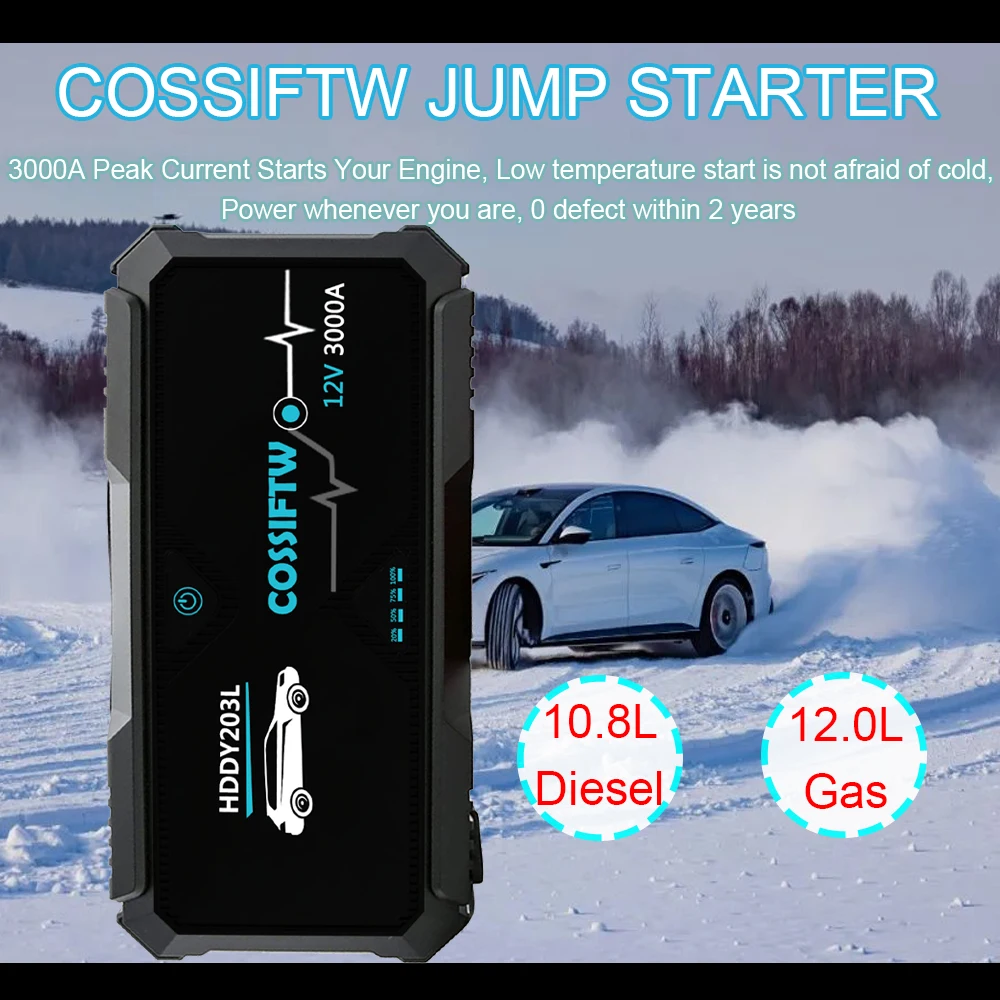 Jump Starter Power Bank 3000A Automobile Emergenza Mobile Battery Booster Avvio Ausiliario Ricarica Rapida 12V Car Battery Start