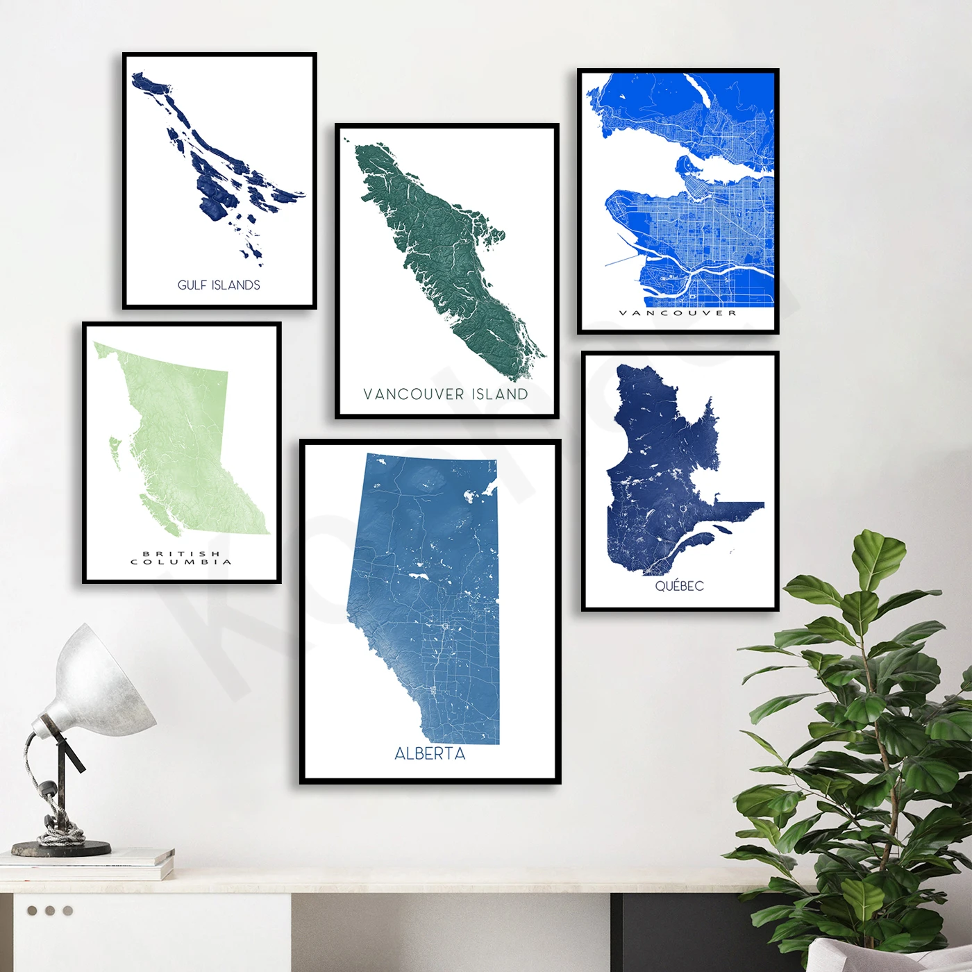 Edmonton. Calgary. Vancouver. Alberta. Gran Bretagna. Molla Di Sale. Quebec. Montreal. Mappa Dei Colori Della Strada Della Città. Poster D'Arte Per La