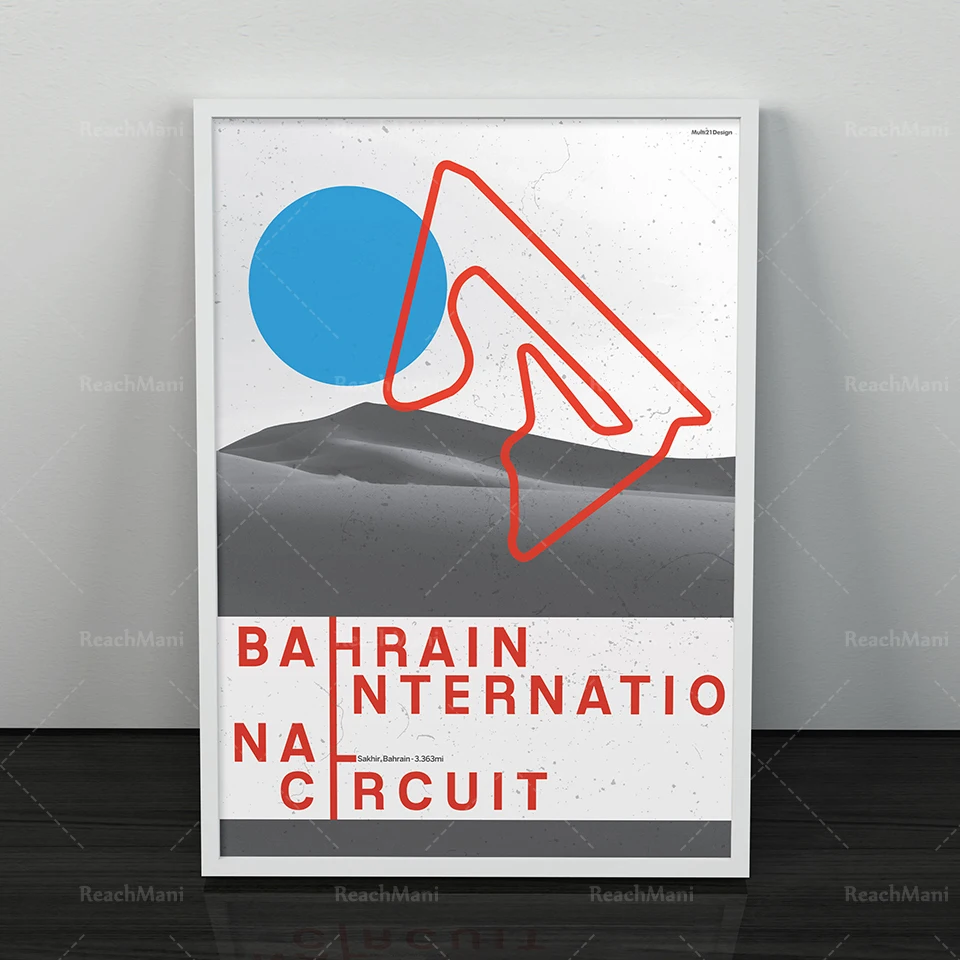 Bahrain International Circuit Formula 1 Regalo, Formula 1 Art, Print, F1 Race Track Circuit Map Tipografia Poster, Retro Poster, W