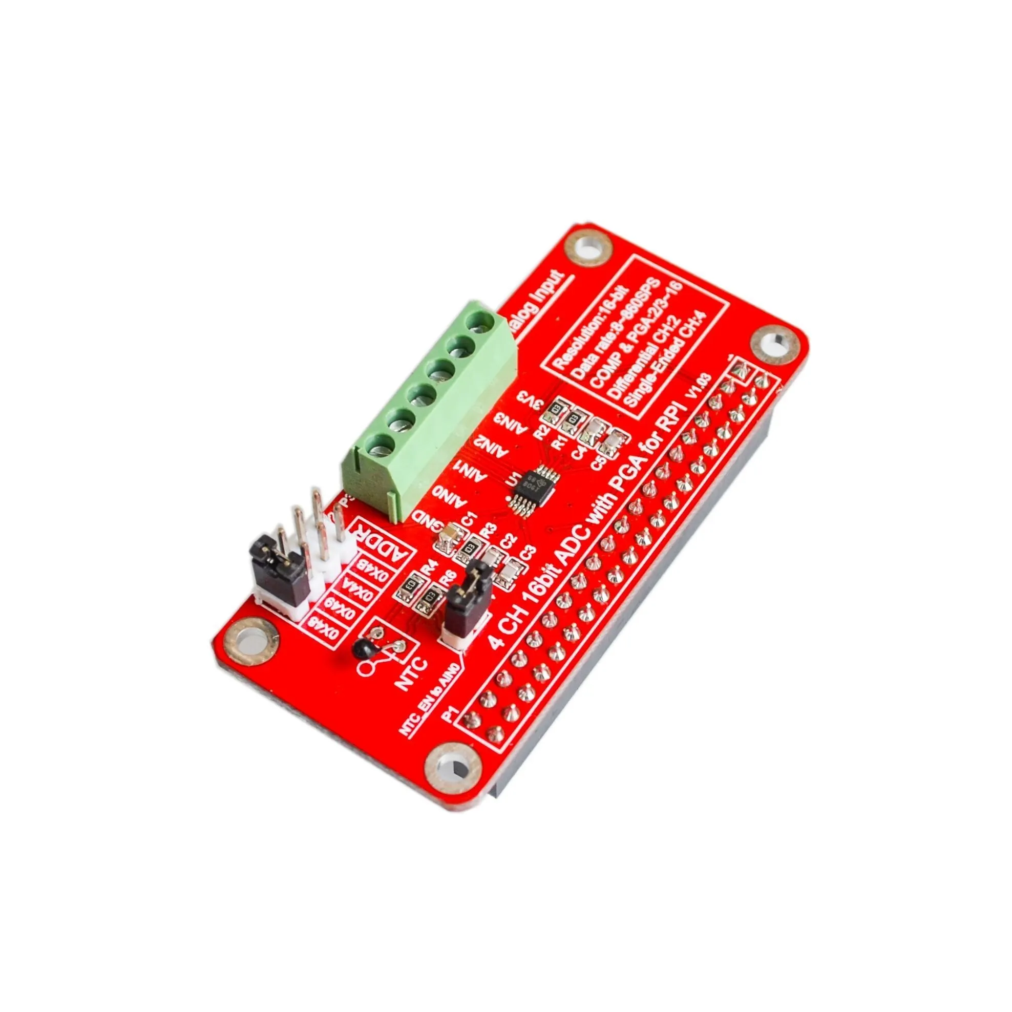 Modulo Adc 3.3V Ads1115 Per Raspberry Pi 3/2 / B + / I2C Rpi Ads1115 Convertitore Da Analogico A Digitale Adc