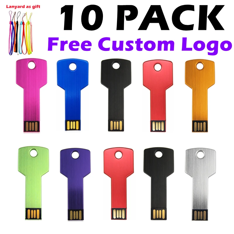10 Pz Logo Personalizzato Usb Forma Chiave Pendrive Memory Stick In Metallo 4Gb 8Gb Pendrive 32Gb 16Gb Usb Flash Drive Memoria Aziendale