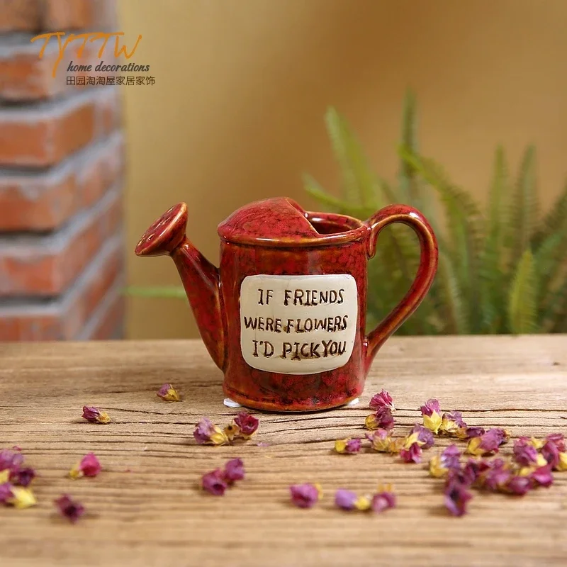 American Pastorale Inglese Alfabeto Annaffiatoio Vaso Di Fiori Ornamenti Smaltati