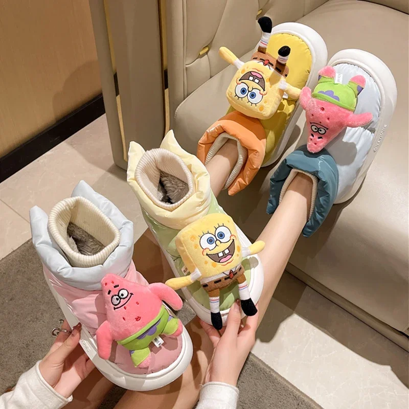 Spongebob Squarepants Autunno E Inverno Nuova Suola Spessa Cute Cartoon Cotton Shoes Spessa E Peluche Neve Comoda E Versatile