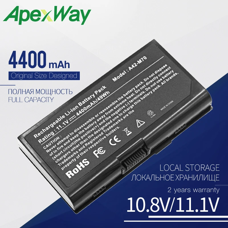Apexway Batteria Del Computer Portatile Per Asus A32-F70 A32-M70 A41-M70 A42-M70 L0690Lc L082036 F70Sl G71V M70V M70Vn X71Sl X72J F70 M70 N70 N90