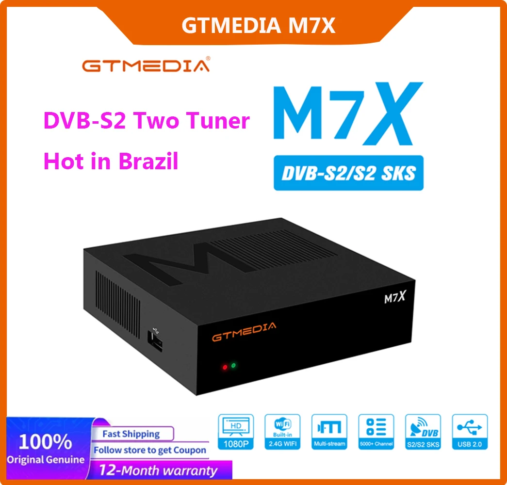 Ricevitore Tv Satellitare Gtmedia M7X Brasil Dvb-S2,Sks/Iks/Cs/M3U,Vcm/Acm/Multi-Stream, Twin Tuner Lks & Sks 1080P Hd Tv Box Decoder