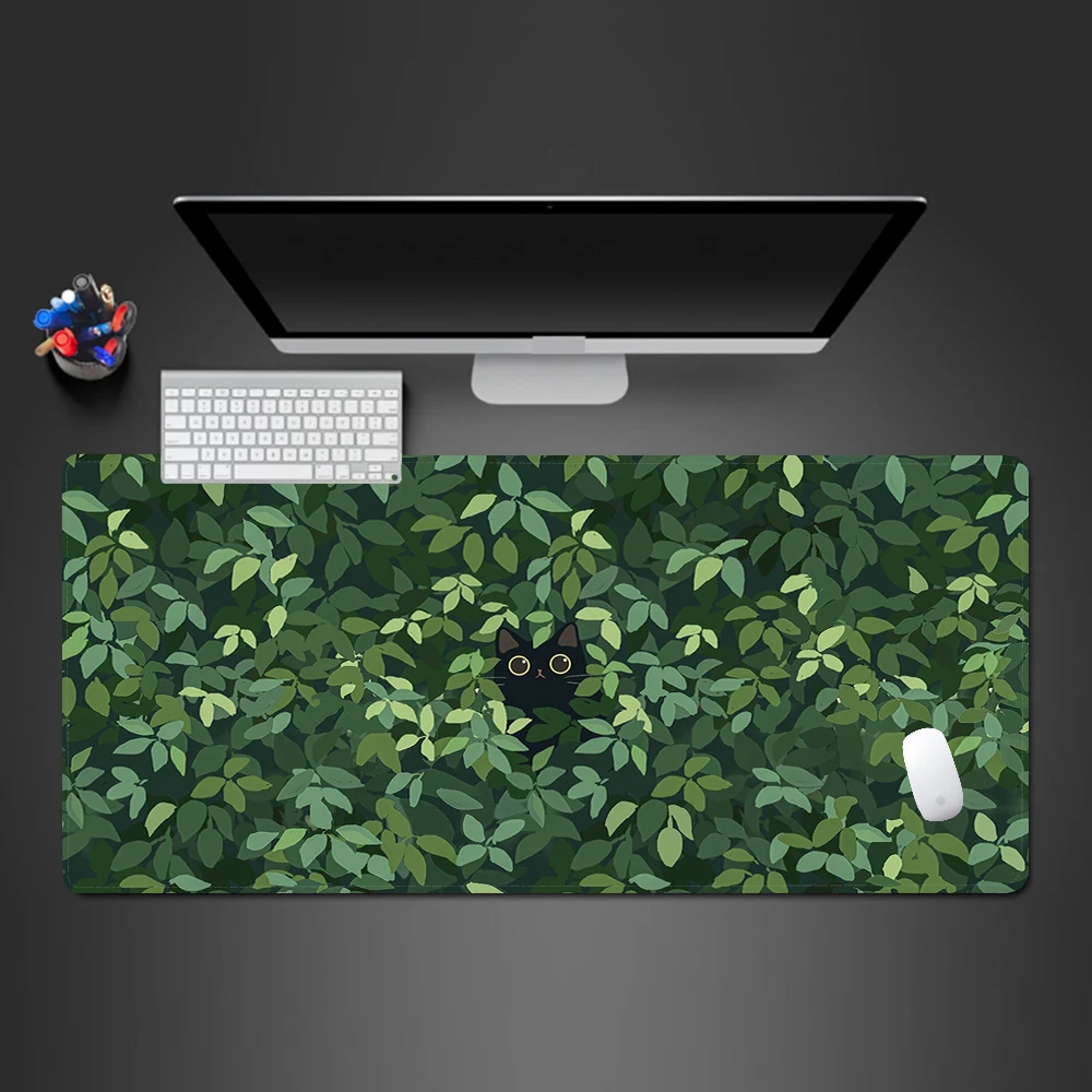Cute Green Desk Mat, Kawaii Cat Mousepad Gaming Pc Desk Pad Laptop Gamer Accessori Scrivania Bordi Cuciti Tappetini Per Computer Antiscivolo