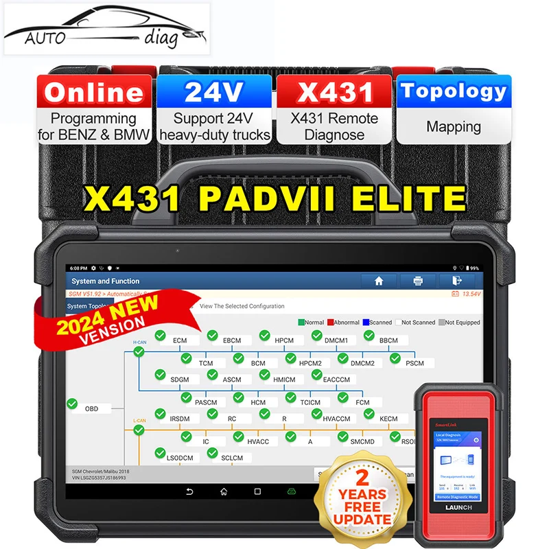 Lancio X431 Pad7 Elite Pad Vii Smart Link 7 Acceleratore Iii J2534 Obd2 Sistema Completo Ecu Programmazione Macchina Scanner Strumento Diagnostico