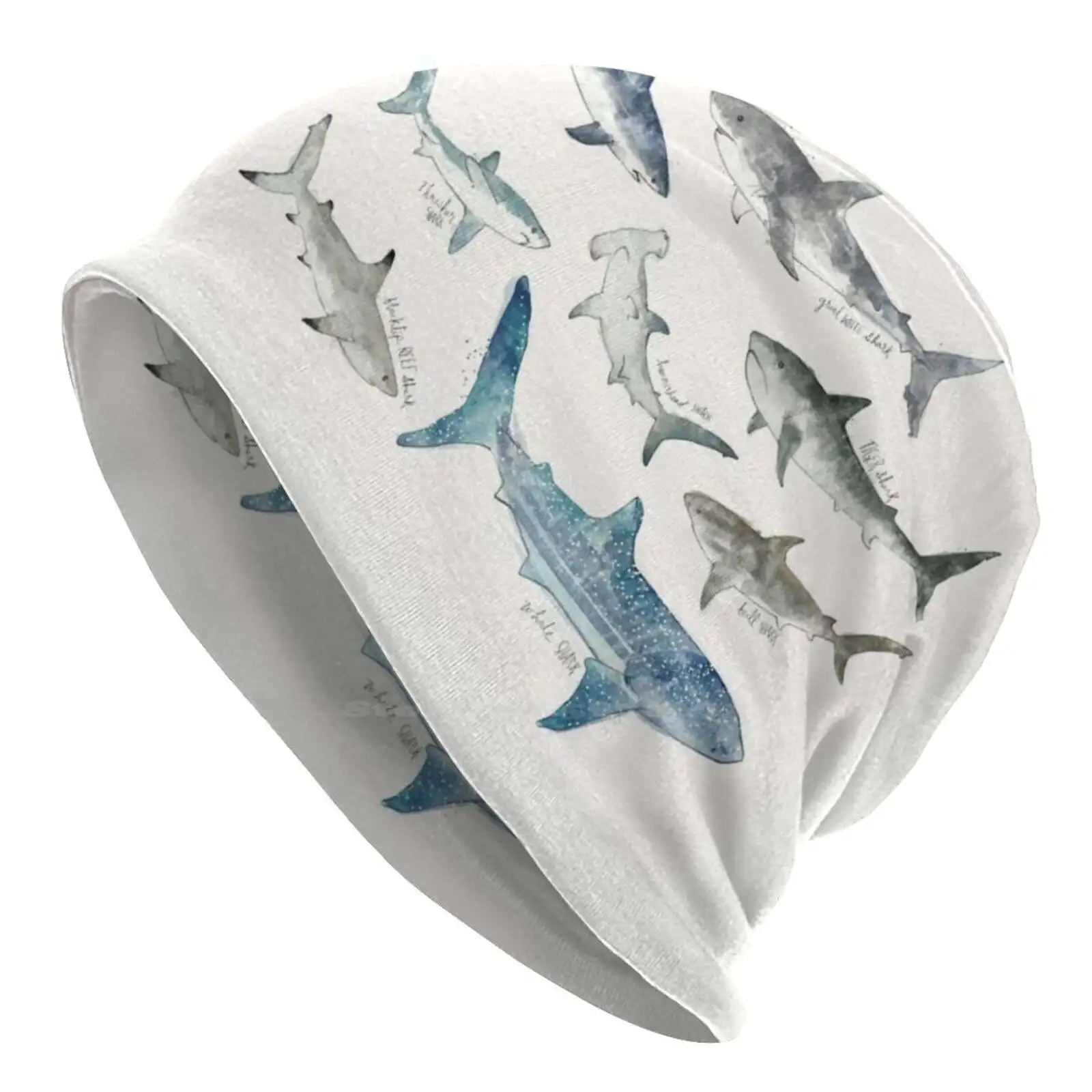 Sharks-Cappello Lavorato A Maglia Formato Paesaggio Berretto Caldo Berretti Da Esterno Sharks Great White Tiger Trebbiatrice Whale Mako Bull Blacktip 