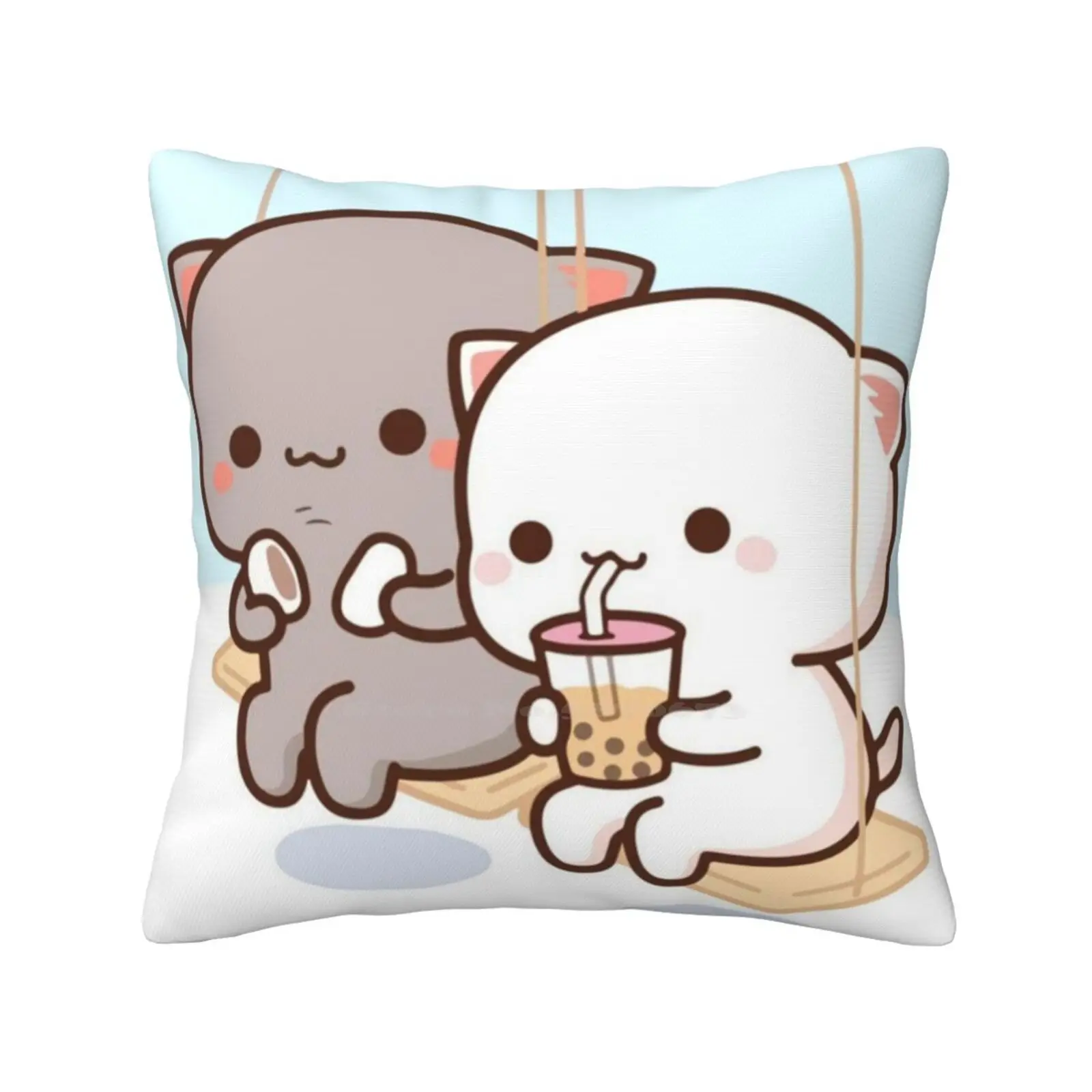 Peach And Goma Mochi Cat Fashion Sofa Throw Pillow Cover Federa Bears Milk Mocha Teddy Bears Cute Bears Mochi Mochi Cat