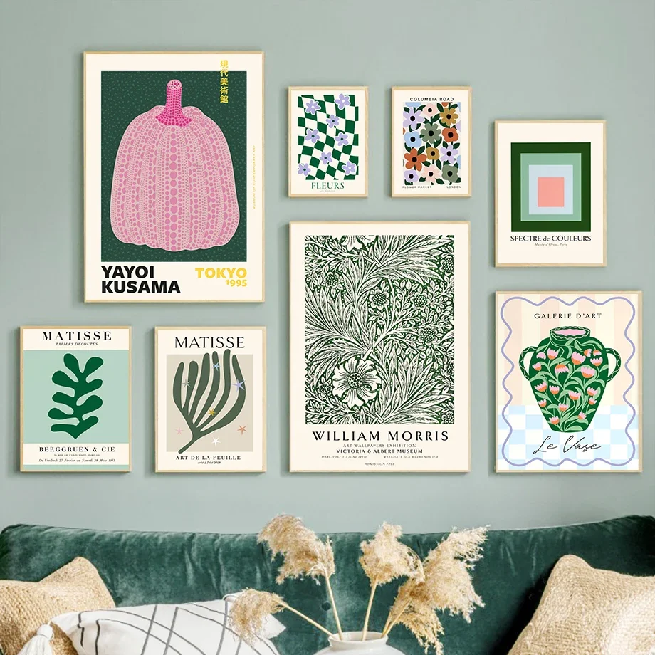 Yayoi Kusama Pumpkin Matisse Vaso Di Fiori Vintage Poster E Stampe Wall Art Canvas Painting Immagini A Parete Per La Decorazione Della Camera Da Letto