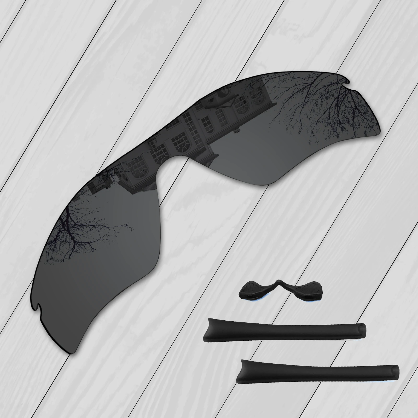 E.O.S 2 Pezzi Nero & Argento Polarizzata Lenti Di Ricambio Per Oakley Antix Occhiali Da Sole