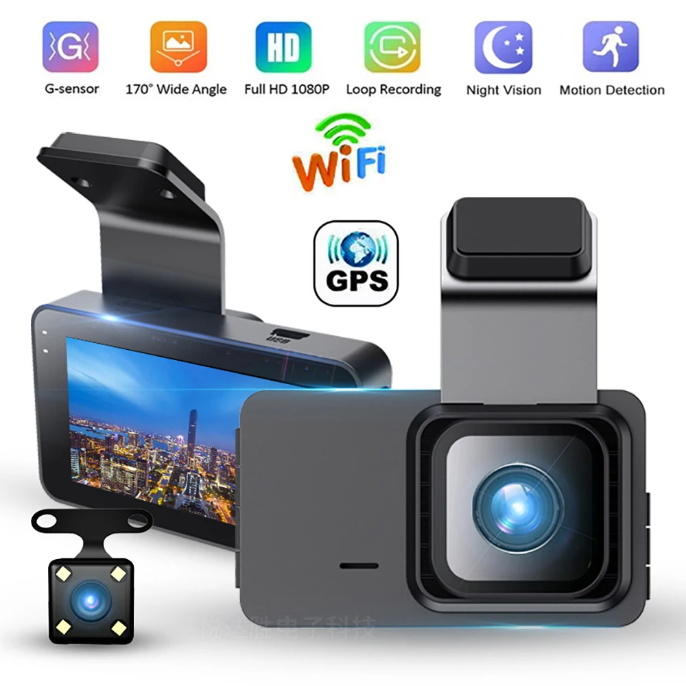 Car Dvr Wifi Full Hd 1080P Dual Lens Rear View Drive Videoregistratore Auto Parking Monitor Dashcam Camera Dash Cam Black Box