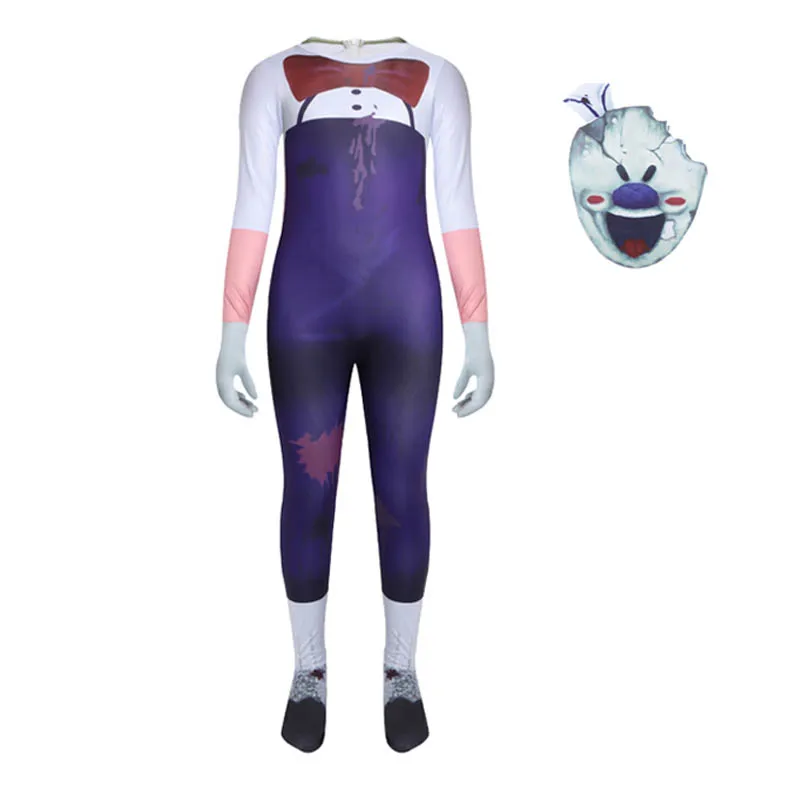 Terrify Ice Scream Performance Abbigliamento Tuta Intera Ragazze Ragazzi Vestire Vestiti Mr Meat Cosplay Mask Halloween Body