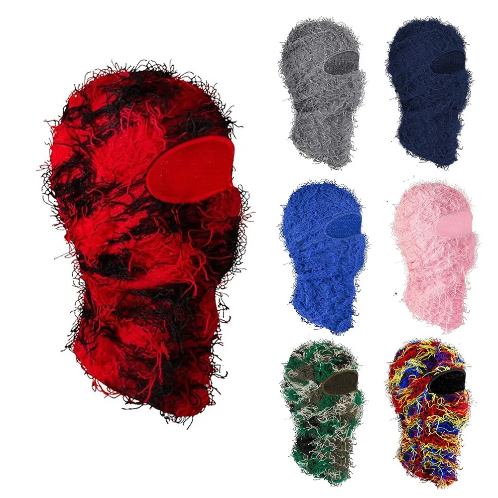 Passamontagna Maschera Da Sci Integrale Lavorata A Maglia Invecchiata Per Uomo Outdoor Camouflage Fleece Fuzzy Balaclava Ski Balaclava Berretti Cappel