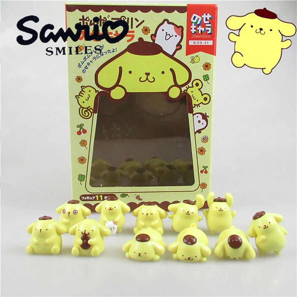 Kawaii Diy Sanrio 4Cm Figura Pom Pom Purin Cartoon Jenga Anime Yellow Dog Doll Cake Regali Di Natale Giocattolo Per Ragazze Bambini