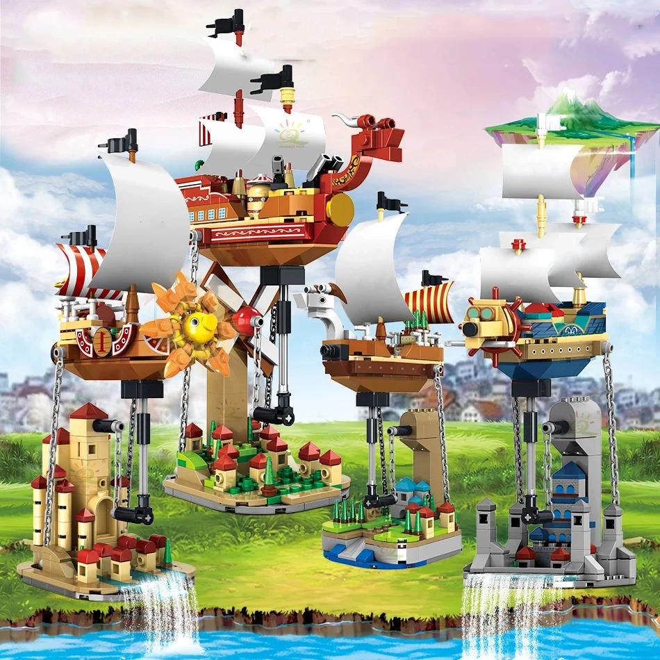 Pirates Boats Series The Thousand Sunny Model Building Blocks Air Boat Balances Sospeso Ship Education Toys For Children