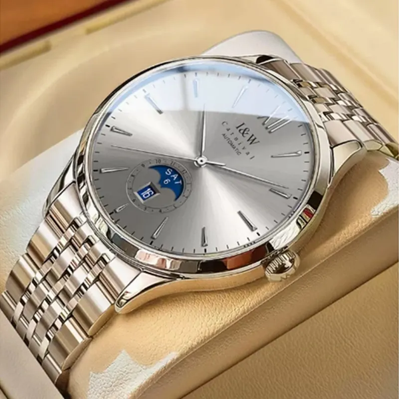 Svizzera Carnival Moon Phase Gmt Orologio Meccanico Da Uomo Miyota Orologio Automatico Zaffiro Cinturino In Vera Pelle Montre Relogio