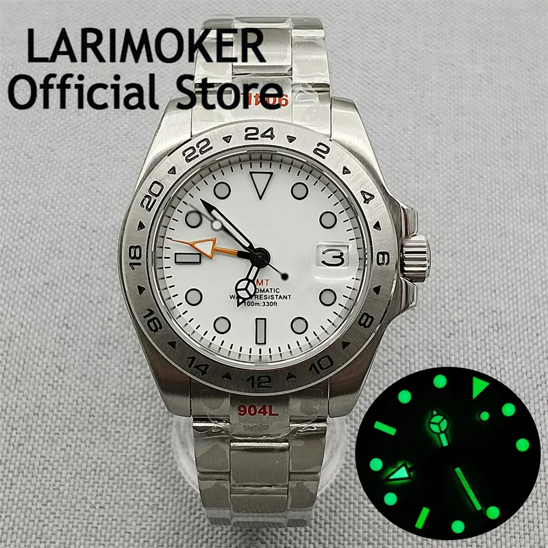 Larimoker 40Mm Nh34A(Gmt) Dg3804 (Gmt) Orologio Automatico Da Uomo Bracciale Jubilee Vetro Zaffiro