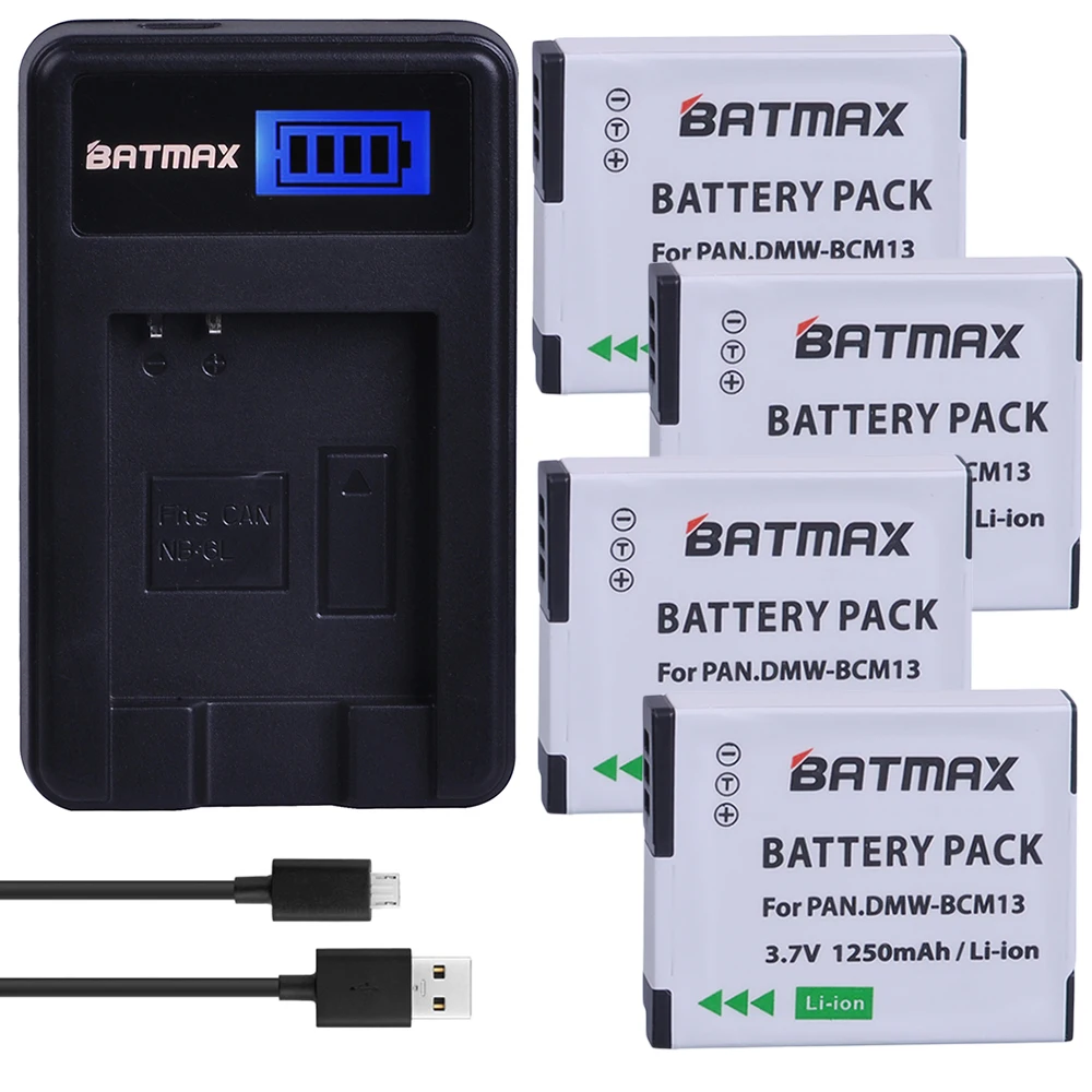 4 Pz Dmw-Bcm13E Dmw-Bcm13 Bcm13 Batteria + Caricabatterie Lcd Per Panasonic Lumix Dmc-Dmc-Tz60 Dmc-Zs27 Dmc-Zs30 Dmc-Zs35 Dmc-Zs40 Dmc-Ft5