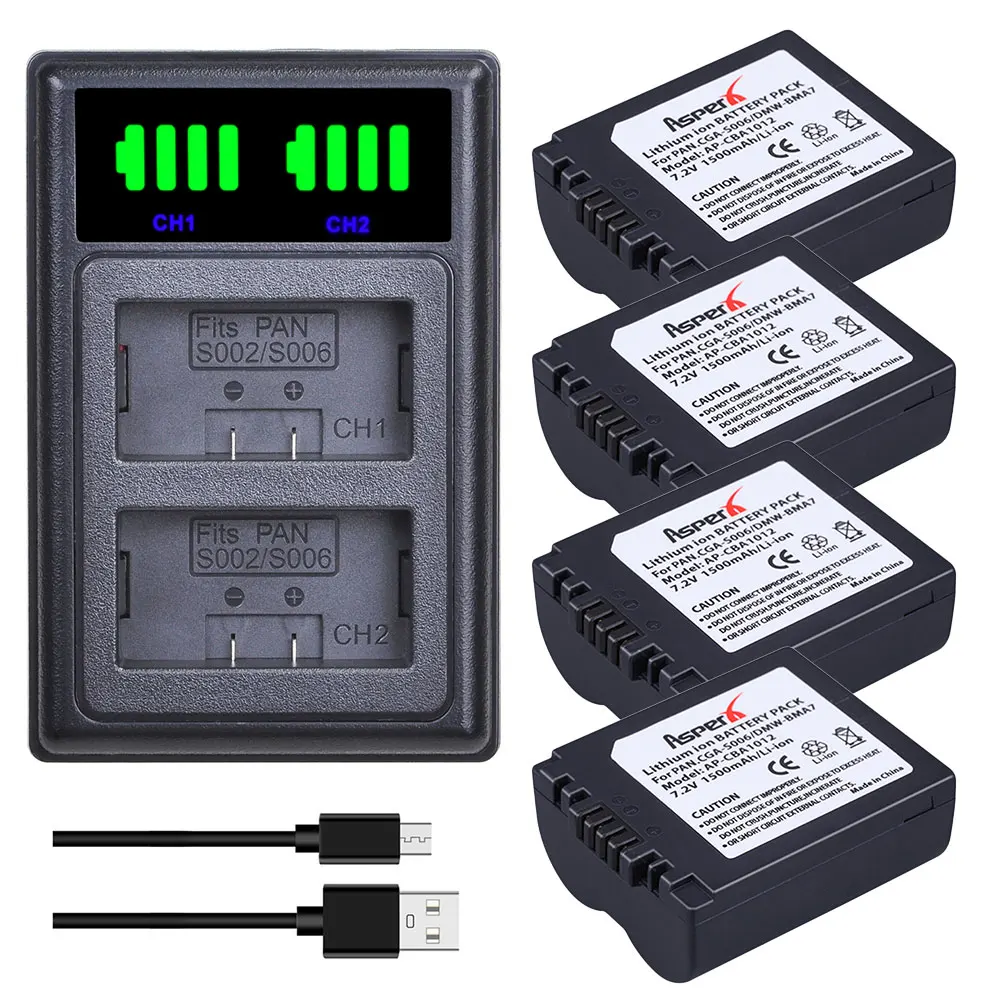 1500Mah Cga-S006 Cgr-S006E Dmw-Bma7 Batteria Bateria Per Panasonic Lumix Dmc Fz-18 Dmc-Fz7 Dmc-Fz8 Dmc-Fz28 Dmc-Fz30 Fz35 Fz38