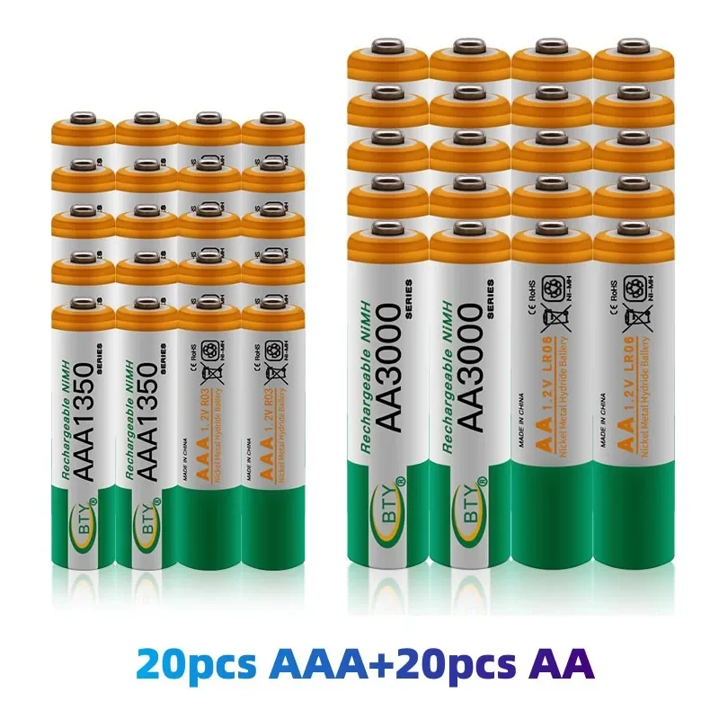 100% Nuovo 1.2 V Aa 3000 Mah Ni Mh Akkus + Batteria Aaa 1350 Mah Batteria Ricaricabile Ni Mh 1.2 V Batteria Aaa