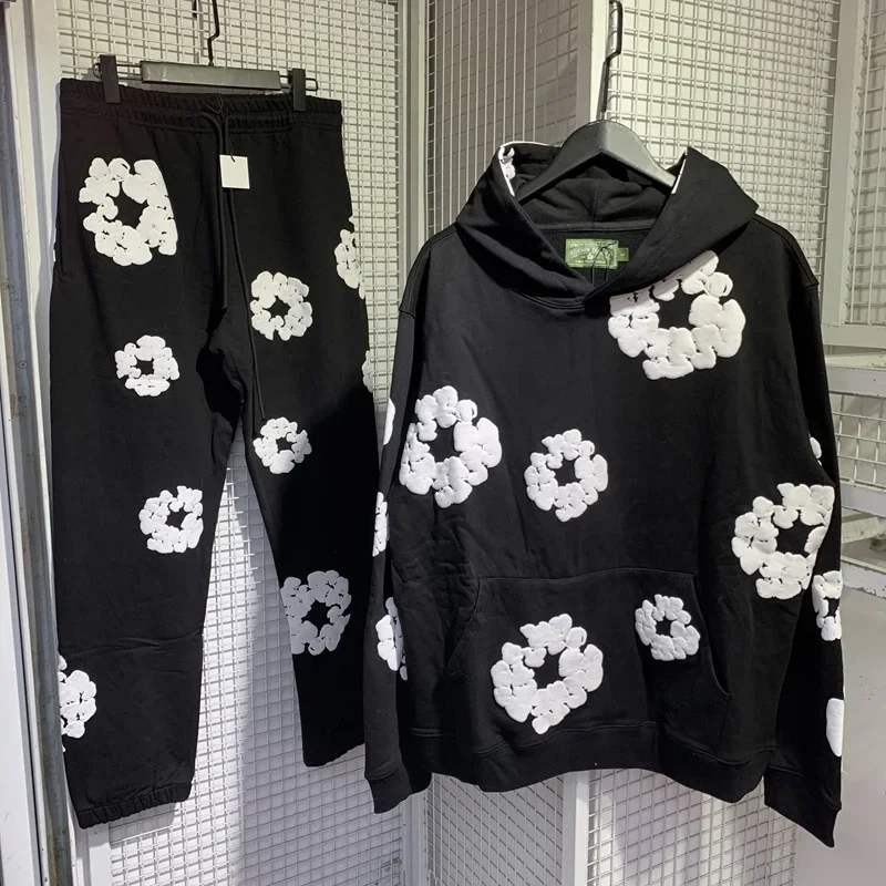 Top Quality Denim Tears Uomo Donna Dance Felpe Casual 1:1 Black Denim Tears Felpa Con Cappuccio Con Stampa Schiumogena