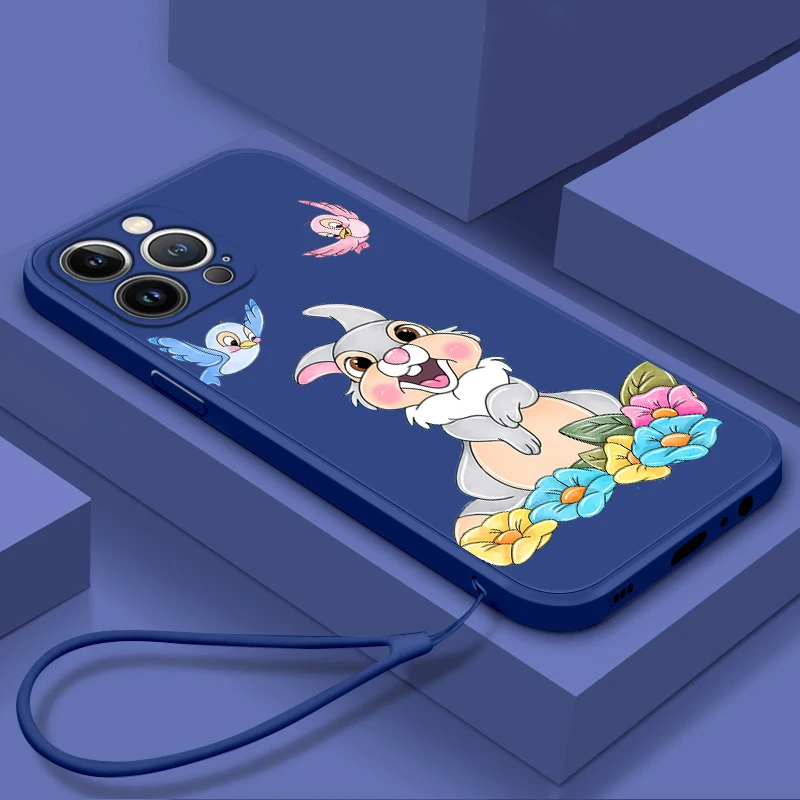 Bambi Thumper Cartoon Liquid Rope Phone Case Per Apple Iphone 14 13 12 Mini 11 Pro Xs Max Xr X 8 7 6S Plus Soft Cover Coque Capa