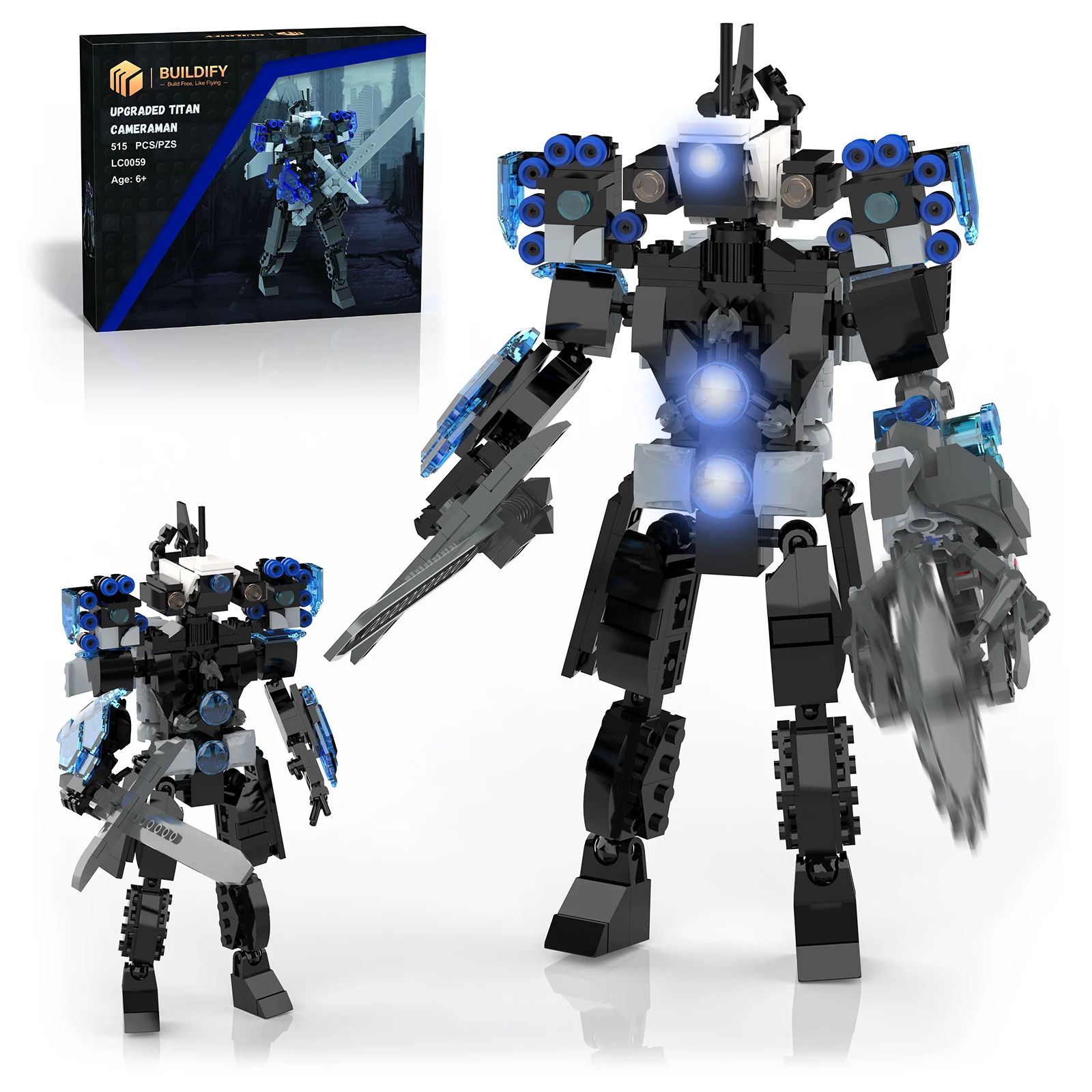 520Pcs Skibidi Toilet Titan Tv Man Figure Knife Tv Man Revenge Building Blocks Set Toys Model For Friend Kids Bitthday Gift