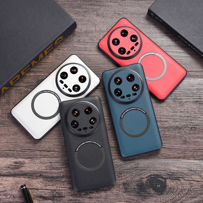 Per Xiaomi 14 Ultra Magsafe Custodia Protettiva Per Ricarica Wireless In Pelle Pu Per Xiaomi 14/Xiaomi 14 Pro/Xiaomi 14 Ultra