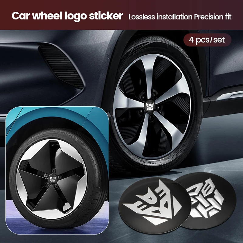 56Mm Transformers Emblem Car Wheel Hub Center Caps Rim Cover Badge Stickers Accessori Auto Per Ford Focus Fiesta Ranger Mondeo