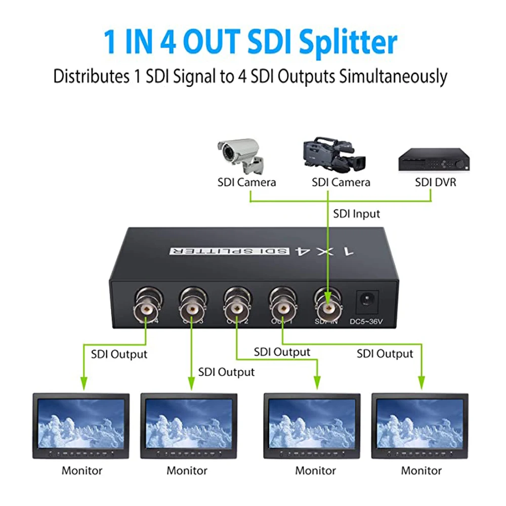 Sdi Splitter 1X4 3G-Sdi Hd-Sdi Sd-Sd 1 In 4 Out Multimediale Split Sdi Extender Adattatore Di Sostegno 1080P Tv Video Per Il Proiettore