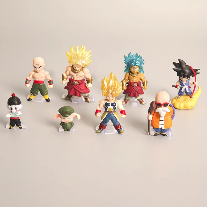 8 Pz/Set 4-7Cm Anime Dragon Ball Z Dbz Super Saiyan Son Gku Broly Uron Vegeta Master Roshi Action Figure Model Toys Brinquedos