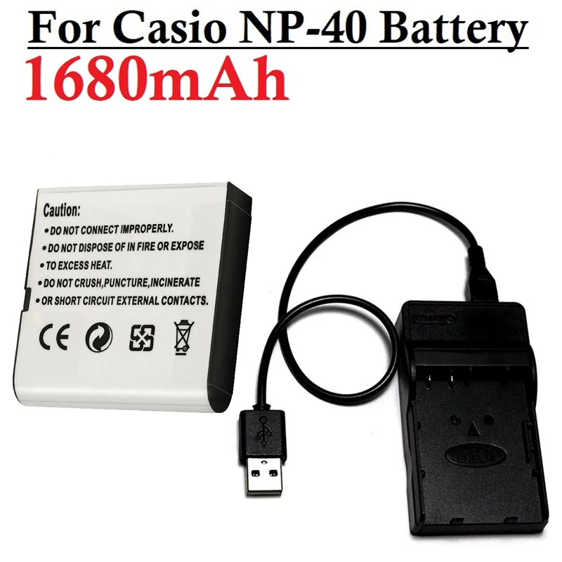 Batteria 1680Mah Np-40 Np40 Con Caricabatterie Per Fotocamera Casio Exilim Ex-Z600 Ex-Z750 Z1000 Z1050 Z1080 Fc100 Fc150 P505 P600 P700