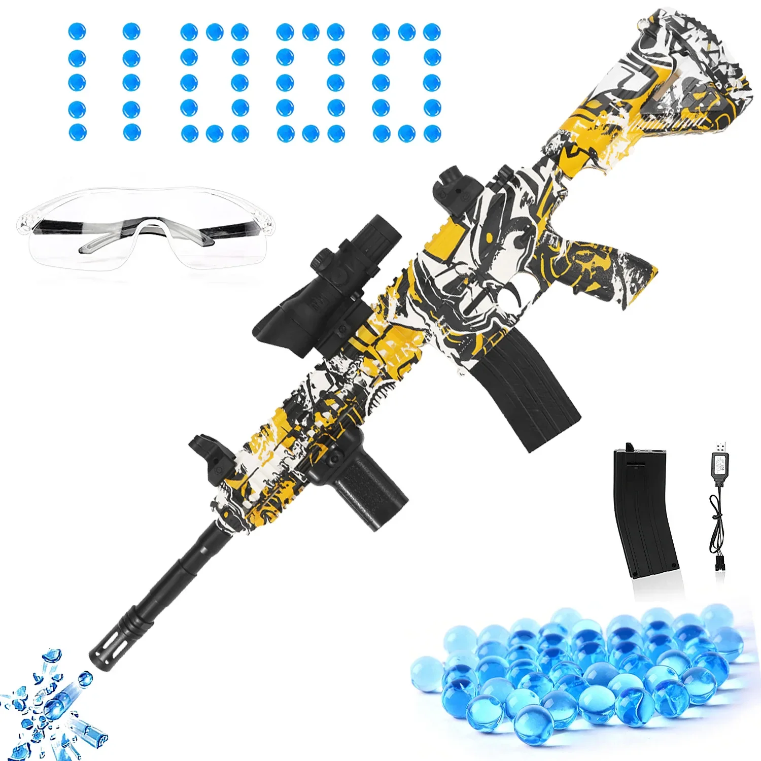 Pistola Elettrica Pistola Giocattolo M416 Pistola A Sfera Ecologica Automatica Con 10000 Occhiali A Goccia Gioco All'Aperto Per Bambini Giocattolo Per